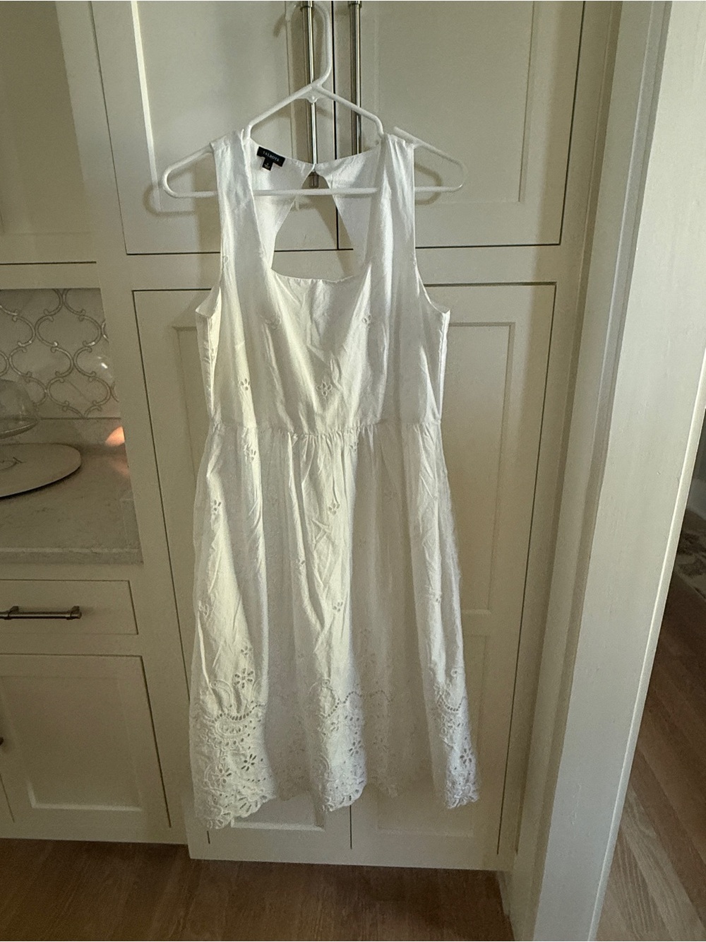 Talbots White Sleeveless Eyelet Midi Dress